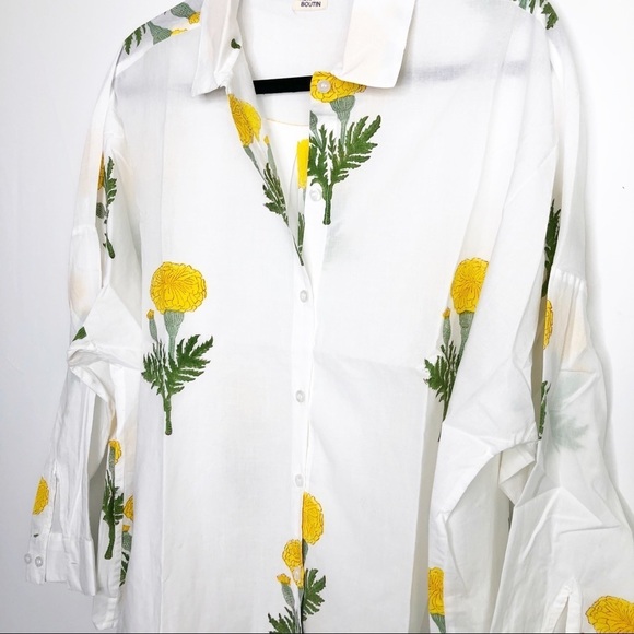 Indigo by Boutin cotton floral oversize button-down shirt - Picture 3 of 10